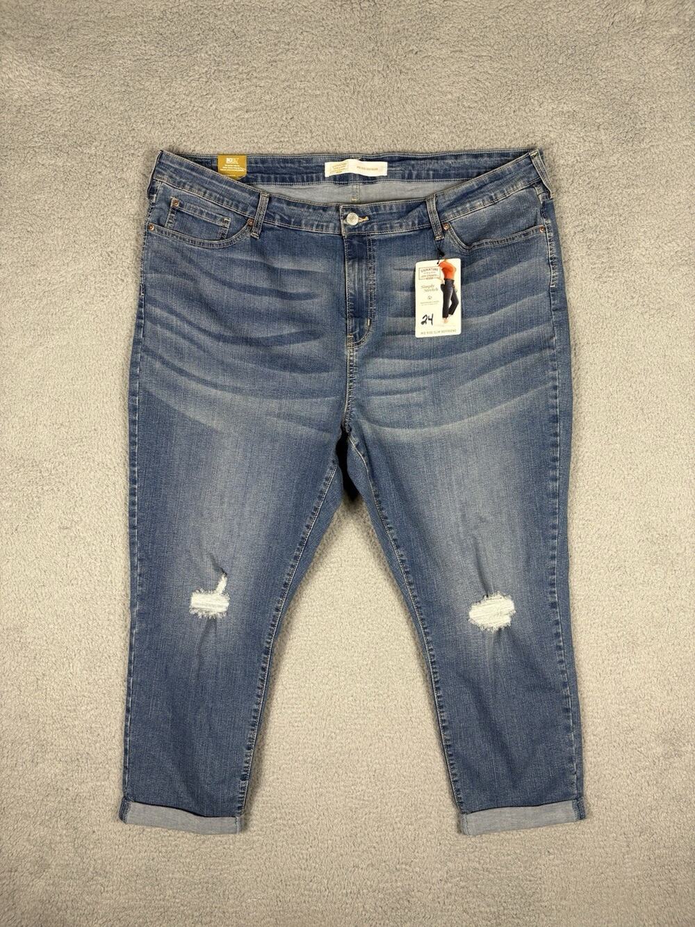 Levi Strauss Jeans Womens 24/w37 43x25 Blue Distressed Casual Cowgirl City - Picture 1 of 11